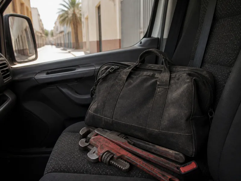 Bolsa de herramientas de fontanero lista para un desplazamiento en Murcia