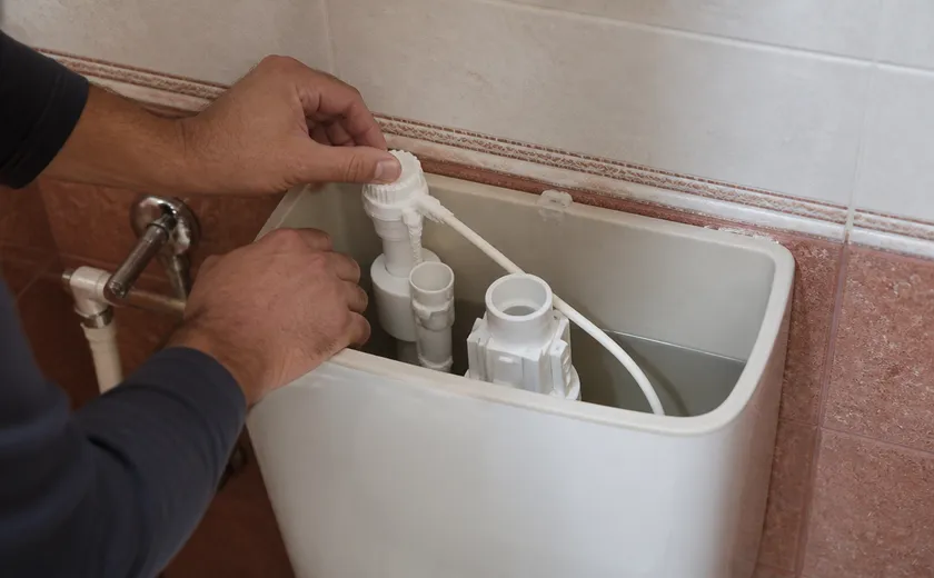 Reparación del mecanismo de una cisterna en un baño de Murcia